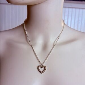 Coach Pave Crystal Open Heart .925 Sterling Silver Necklace